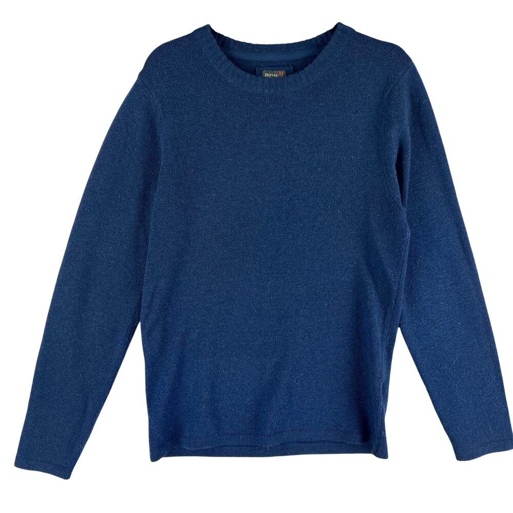 Royal Robbins Men's Medium Blue Wool Blend Crew Neck Pullover Sweater Rockcraft